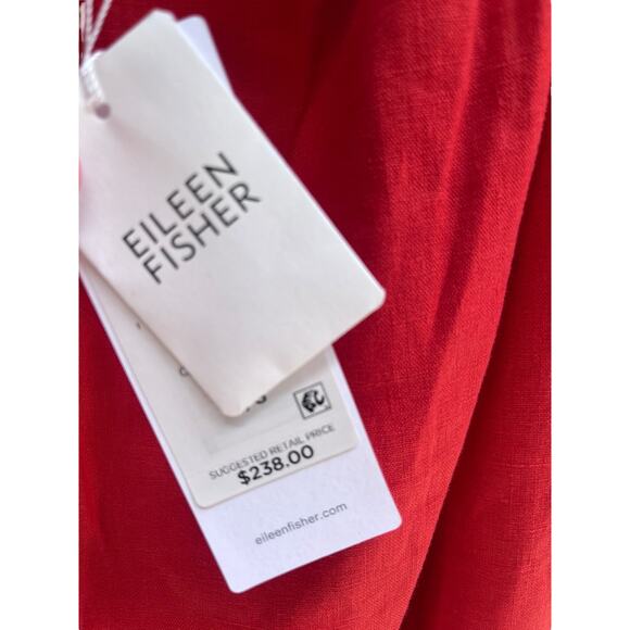 $238  EILEEN FISHER Organic Linen Midi Cami Dress Sundress | Sz L, Flame Red - Picture 10 of 14